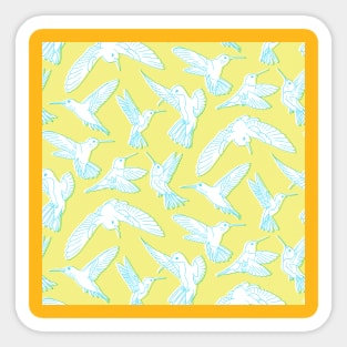 Yellow Riso Hummingbirds Sticker